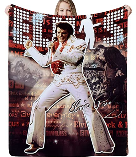 PTNQAZ Warme Elvis Presley Überwurfdecke für Jungen Mädchen Kinderzimmer Bett Sofa leichte Flanelldecke Couchbezug (100 x 150 cm, 8)
