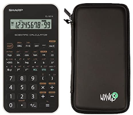 CALCUSO Sparpaket: Sharp EL 501X Weiß Schulrechner + WYNGS Schutztasche schwarz + Erweiterte Garantie von CALCUSO