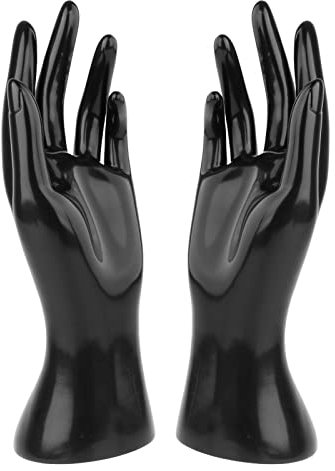 SM SunniMix Schaufensterpuppe Hand Modell, Mannequin Handmodell, Schmuck Hand Form Ständer, Hand Schmuck Halterung für Ring Halskette Armbänder, Schwarze Linke Hand + Schwarze Rechte Hand