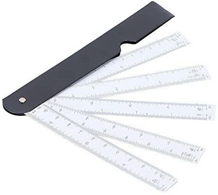 Faltbares Lineal, Faltbarer Lineal Maßstab Lüfter Design Kunststoff Architekt Ingenieur Faltlineal Geometrische Schablone Messwerkzeug Studenten Fächerförmiges Multiskalen Messlineal Modedesign Möbel