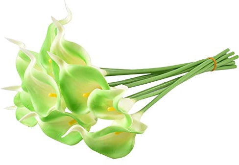 MoreChioce 20 Stück Künstliche Blumen Calla Lilie,Realistische Calla-Lilien-Blumenstrauß Kunstblumen Pflanzen Brautsträuße Pflanzenblumenkunst für Hochzeit Zuhause Hotel Büro Dekoration,Grün