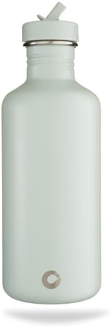 BOTL - Water Bottle With Leakproof Straw Lid, Stainless Steel non-Insulated Bottle, BPA/BPS Free, Tough Canteen Bottle for Sports and Travel 1200ml - Sage Green
