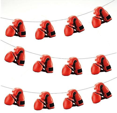 AK Giftshop Boxing Gloves Bunting Party Decorations - 12pcs / 2.5m Ribbon