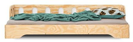 smartwood TILA 1S Kinderbett 100x190 - Montessori Bodenbett mit Lattenrost & Rausfallschutz – Holz Kinder Bett für Jungen & Mädchen – Sicheres und Robustes Montessori Bett