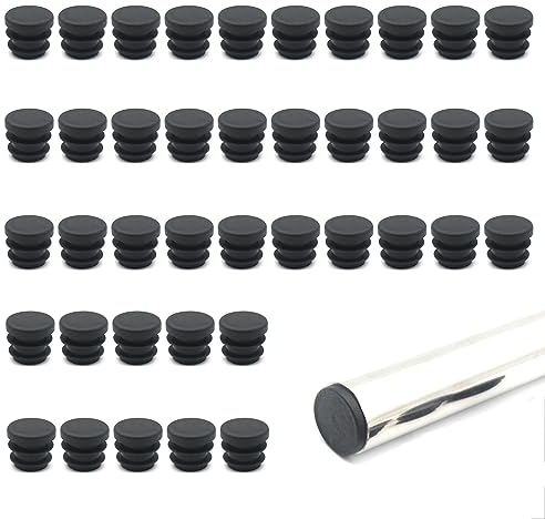 Lamellenstopfen schwarz Stopfen Rund schwarz Rohrstopfen 40 Stück Lamellenstopfen für Rundrohre 16 mm, Rohrstopfen Lamellenstopfen Rohrstopfen Fußkappen Rohrabdeckung Schwarz aus Hochwertigem