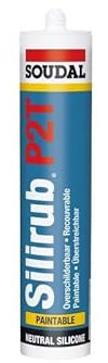 Silirub P2T - Mastic silicone neutre recouvrable - Soudal - Cartouche de 310 ml Transparent