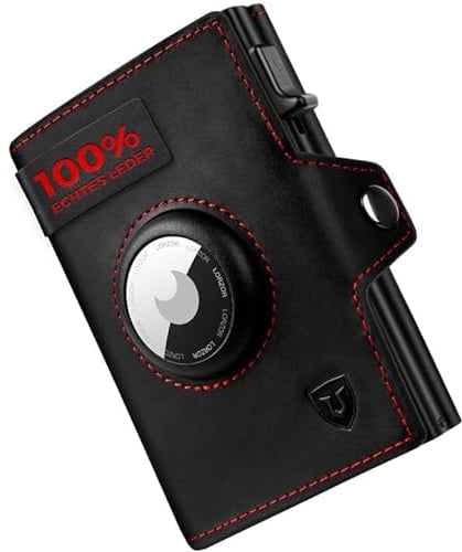 LORZOR® Airtag Wallet, Slim Wallet mit Münzfach, Portmonee Herren aus echtem Leder, RFID Blocker Portemonnaie, kartenetui Herren Platz für 10 Karten, Geldbeutel für Männer