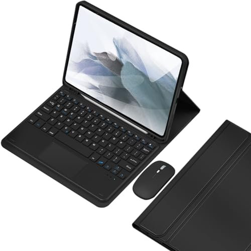 VLEAQC Custodia con Tastiera e Mouse per Samsung Galaxy Tab S6 Lite 10,4 Pollici 2022/2020, Tastiera trackpad Bluetooth Rimovibile, Cover Folio Leggera con Porta Penna S,Nero
