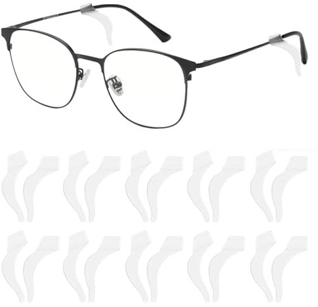 10 Pairs Silicone Glasses Ear Cushion Grip,Reading Glasses Ear Grippers,Anti Slip Ear Hook Grip Glasses Accessories for Keep Glasses Slipping Soft,Eyeglass Ear Hook Sleeve Clear Anti Slip(White