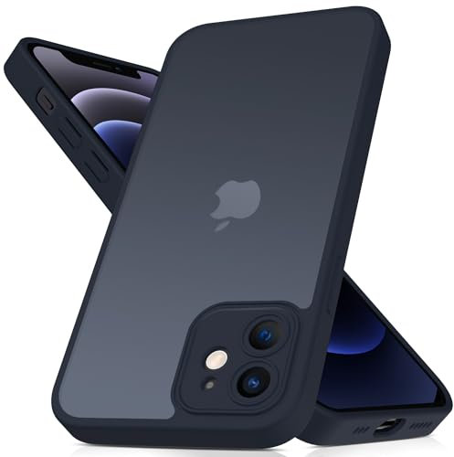 Mootobo for iPhone 12 Case 6.1 inch, Military-Grade Protection 360° Full Body Frosted Translucent Back Phone Cover, Anti-Fingerprint Slim Shockproof Phone Case for iPhone 12 – Deepblue