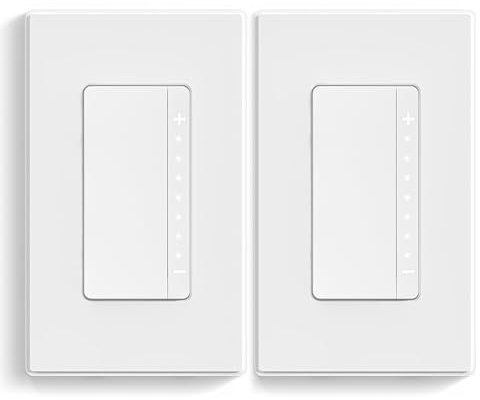 ELEGRP Dimmer Switch, Digital Dimmer Light Switch for LED Lights 150W, INC/HAL 450W, Single Pole LED Dimmer Switch, Needs Neutral Wire, Wall Plate Included, UL Listed, 2 Pack, Matte White