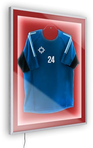 Bildershop-24 Objektrahmen Trikotrahmen aus Massivholz beleuchtet für Objekte bis 25mm VARIO46 3D inkl. LED-Leiste und Passepartout 30x40cm Silber matt (lackiert)