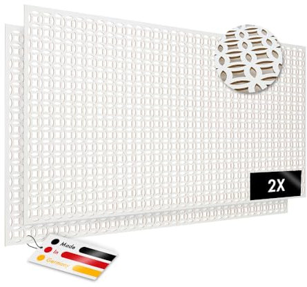 PEGBOARD - DHAKA Lochwand 122 x 61 x 0,3 cm MDF Holzplatte weiß lack. - Hergestellt in Deutschland - Heizkörperverkleidung, Türfüllung, Paravent oder Lüftungsgitter - Dekorative Lochplatte [Duopack]