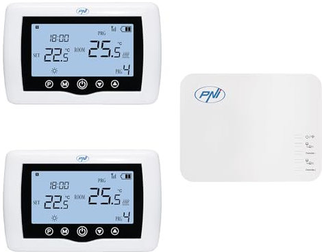 PNI CT410 PRO smart thermostat hysteresis ± 0.1°C wireless, with WiFi, 2-zone control via Internet, for heating systems, pumps, solenoid valves, TuyaSmart APP