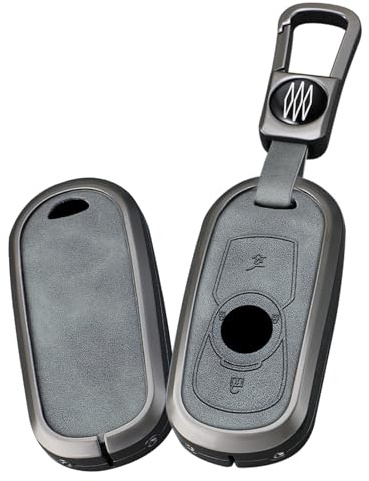 ontto Grau Schlüsselhülle Autoschlüssel Hülle Passt für Opel Astra K Sports J GTC Tourer Insignia B Zafira C Mokka Adam Corsa E für Buick Leder Schlüsselgehäuse Schlüsseletui 3 Tasten Autozubehör A