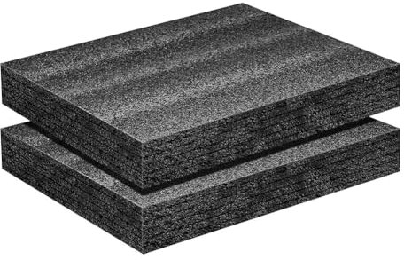 Jrpzcv 2 Pack 16 x 12 x 2 Inch Black Polyurethane Foam Inserts for Cases, Toolbox, Camera Storage