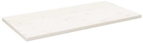 Juroupi Tischplatte Weiß 100x50x2,5 cm Tabletop Holzlatten Schreibtischplatte Massivholzplatte Tischplatte Massivholz Kiefer Rechteckig