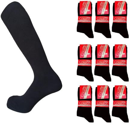 9 Paia Calze Lunghe In Cotone Caldo Elasticizzato, confortevoli e rinforzate su punta e tallone |Taglie 39/42 e 43/46 | Prodotto Italiano (43/46, Nero)