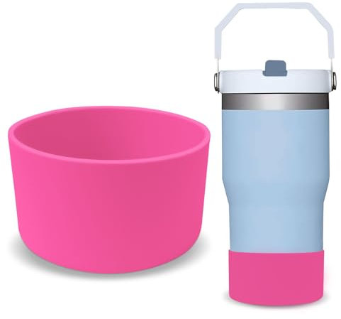 GHKLNY 2Pcs Silicone Boot for Stanley Cup-Protective Water Bottle Cup Bottom Bumper Cover for Stanley Cup Quencher Adventure 40oz 30oz 20oz Accessories (Hot Pink 2pcs, OD:3.54in/9cm)