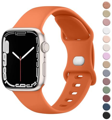 Strap for Apple Watch Straps 42mm 41mm 40mm 38mm for Women Men, Soft Silicone Sport Band for iWatch Series 10 9 8 7 SE 6 5 4 3 2 1 Ultra (Orange,38mm/40mm/41mm/42mm(Series 10))