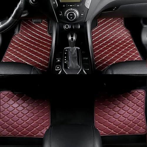 MBBROS 4pcs Auto Fußmatten für Jeep Compass II 2017 2018 2019 2020 2021, Wasserdichtes Anti-Rutsch Abriebfest Allwetter Auto Teppiche Teppich Innenraumschutz ZubehöR,E Win Red
