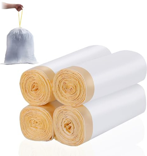 30L Bin Liners Strong 30 Litre Bin Bags 80 Counts - Tie Handle Drawstring Bin Bag Unscented White Garbage Bags for 20L-30L Pedal Swing Trash Bin