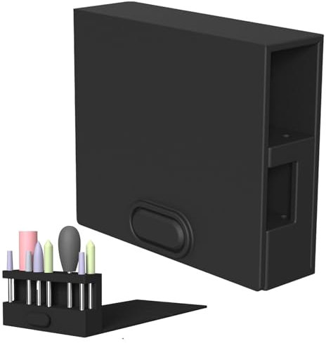 Nail Drill Bit Case - Small Portable Nail Polish Case - Desk Organizer Folding Display Box, Manicure Tool Stand Organizer for Travel Home