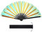 PATIKIL 13 Glitter Clack Rave Fan with Bag, Large Holder Folding Hand Fan Holder Handheld Fan for Women Edm Festival Club Party Dance, Fantasy Green