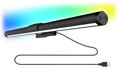 Qusedwey Lámpara de Escritorio LED Monitor Barra de Luz Cuidado de los Ojos Iluminación de Atenuación Continua Lámpara de Mesa USB Barra de Luz de Computadora para Trabajo/Juegos