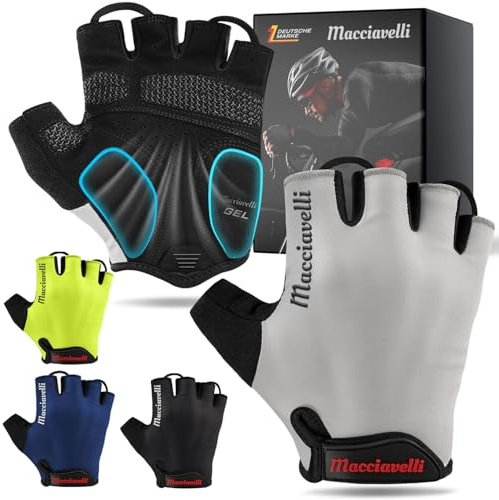 MACCIAVELLI® - Fahrradhandschuhe Herren | Gepolstert, Atmungsaktiv, Sicher | MTB Fahrrad Handschuhe für Herren & Damen | Fingerlose Radhandschuhe mit Gel-Einlagen - Ideal für MTB/Rennrad/Trekking