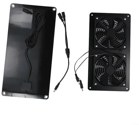Solar Power 30 W 12 V Ventilateur solaire double ventilateur avec panneau solaire pour serre, poulailler, abri de jardin, grenier, système de ventilation IP65 étanche avec câble DC, panneau solaire