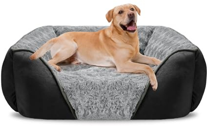 INVENHO Hundebett, rechteckig, waschbar, orthopädisch, weich, beruhigend, langlebig, mit rutschfester Unterseite