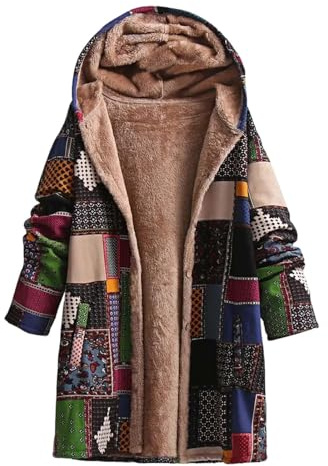 Vhersily Cappotto Invernale Da Donna Con Cappuccio Vintage Stile Etnico Giacca Spessa In Pile Teddy Caldo Felpa Bottoni Open Front Boucle Business Classica Morbido Comodi Per Cena, Matrimonio