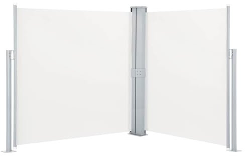 Store Latéral Rétractable, Brise-Vue Jardin Paravent Extérieur Auvent latéral Double rétractable 170x600 cm Crème