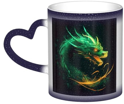 QMKFWT Chinese Dragon Coffee Mugs 11 Oz Heat Sensitive Starry Sky Color Changing Mugs, Ceramic Magic Cup with Handle Personalized Tea Cups Novelty Coffee Cup Gift for Women Men Blue