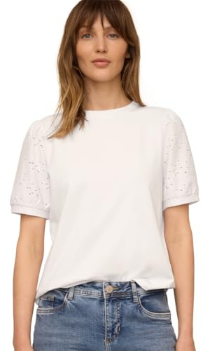Street One Studio T-Shirt mit Rundhals und Spitzenärmeln White 46