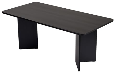 Hanah Home Moderner schwarzer Esstisch, 180 x 90 x 75 cm | 100% melaminbeschichtete Spanplatte, 25 mm dick | stilvoll & langlebig, perfekt für zeitgemäße Esszimmer | 70 kg Tragkraft