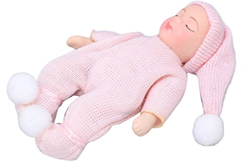 Tnfeeon Porzellan-Babypuppen-Miniatur, Bezaubernde Puppenhaus-Dekoration mit Realistischen Pullover-Details, 2,8-Zoll-Keramik-Neugeborenes für Sammler und Enthusiasten, Perfektes