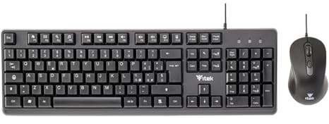 Itek Tastiera e Mouse DEC C01 – Kit USB con Cavo 1,5 m – Tastiera a Membrana 105 Tasti + Mouse Ottico 3600 DPI – Precisione e Comfort per PC e Laptop