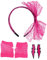 Toyvian 80er Jahre Kostüm Sets Spitzen Stirnband Neon Ohrringe Fingerlose Netzhandschuhe für 80er Jahre Party Zubehör (Rosy)