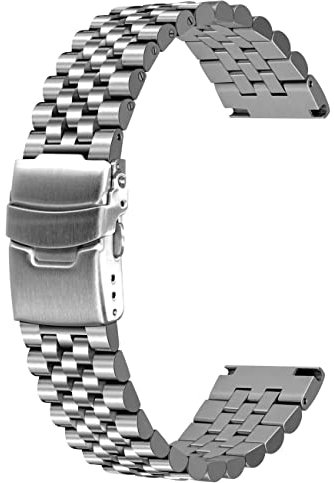 SINAIKE 3D Engineer Metall Uhrenarmband für Männer Frauen 20mm 22mm Edelstahl Armband Schwarz Screw-in Uhrenarmband Ersatz Silber