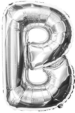 Oblique Unique® Folien Luftballon alle Buchstaben Alphabet ABC Herz Stern in Silber für Geburtstag Jubiläum Schuleinführung Silber Hochzeit JGA Party Deko Folienballon - wählbar (Buchstabe B)