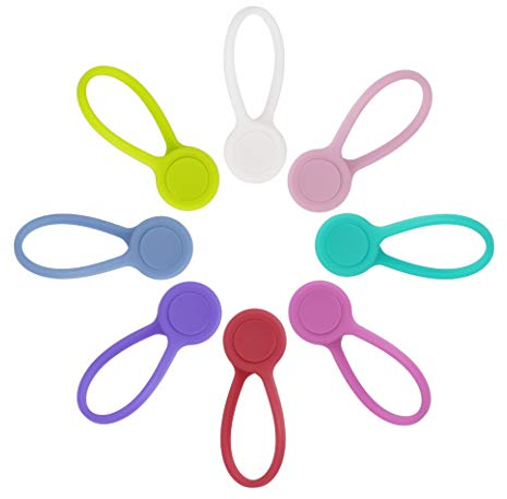 Clip per Cavi Magnetici Riutilizzabili Silicone Fermacavo Magnetiche Regolabili Fascette Stringicavo per Organizzare Cavi USB Auricolari Utilizzabili Anche Come Segnalibri Portachiavi 8 Pezzi