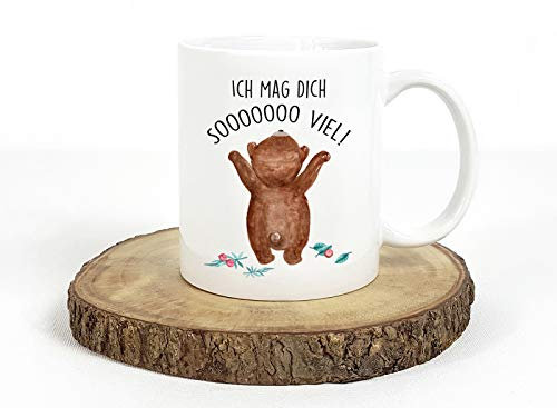 Tachinedas Kreativshop Tasse mit Bär und Spruch Ich mag Dich Soooo viel