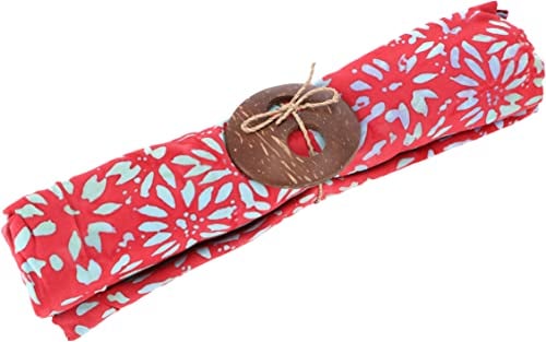 GURU SHOP Bali Batik Sarongkleid, Wickelrock, Sarong, Strand Tuch mit Sarongschnalle - Design 2/rot, Herren/Damen, Synthetisch, 160x100 cm