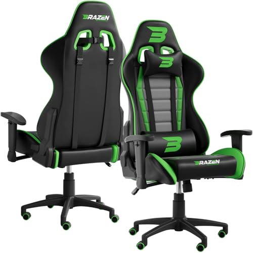 BraZen Sentinel PC Adult Chairs Gaming Chair for Adults Ergonomic Office Seat Computer Gaming Chairs for Adults Video Game Chaors Gamer PC - Green