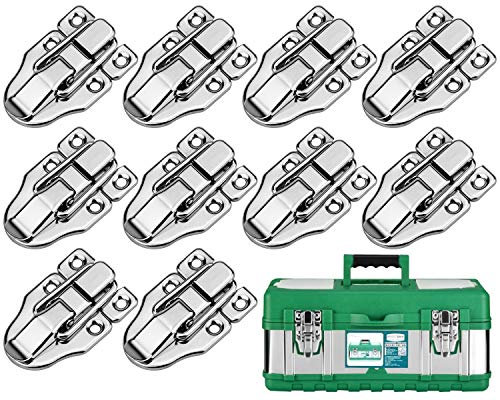 10 Pack Sturdy Toggle Latch Catch Clamp Clips Antique Box Lock Buckle Flight Case Latch Clasp for Medicine Cosmetic Tool Box - Silver