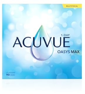 ACUVUE OASYS MAX 1-Day MULTIFOCAL Tageskontaktlinsen – 90 Gleitsichtlinsen für den Nah-, Zwischen- und Fernbereich – Tageskontaktlinsen mit +2.75 dpt und BC 8.4 – UV Schutz & angenehmes Tragegefühl