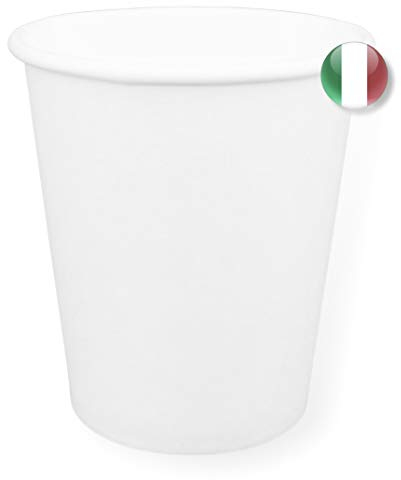 Mega Pack Made in Italy 1'000 Bicchieri in Carta da 200ml Riciclabili Monouso Cartoncino Biodegradabile Compostabile per Acqua caffè Thè Cioccolata Calda Bevande Ecologico USA e Getta (1000, 200ml)
