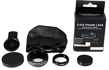 2 in 1 Clamp Lens for Samsung Galaxy S20 FE Smartphone Super Wide Angle Macro 0.45X Universal Lens (Black)